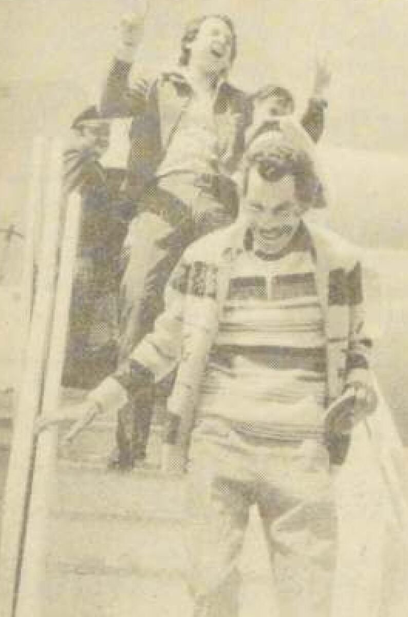 Carlos Villagrán como Quico y Ramón Valdés como Don Ramón en Chile, 1977